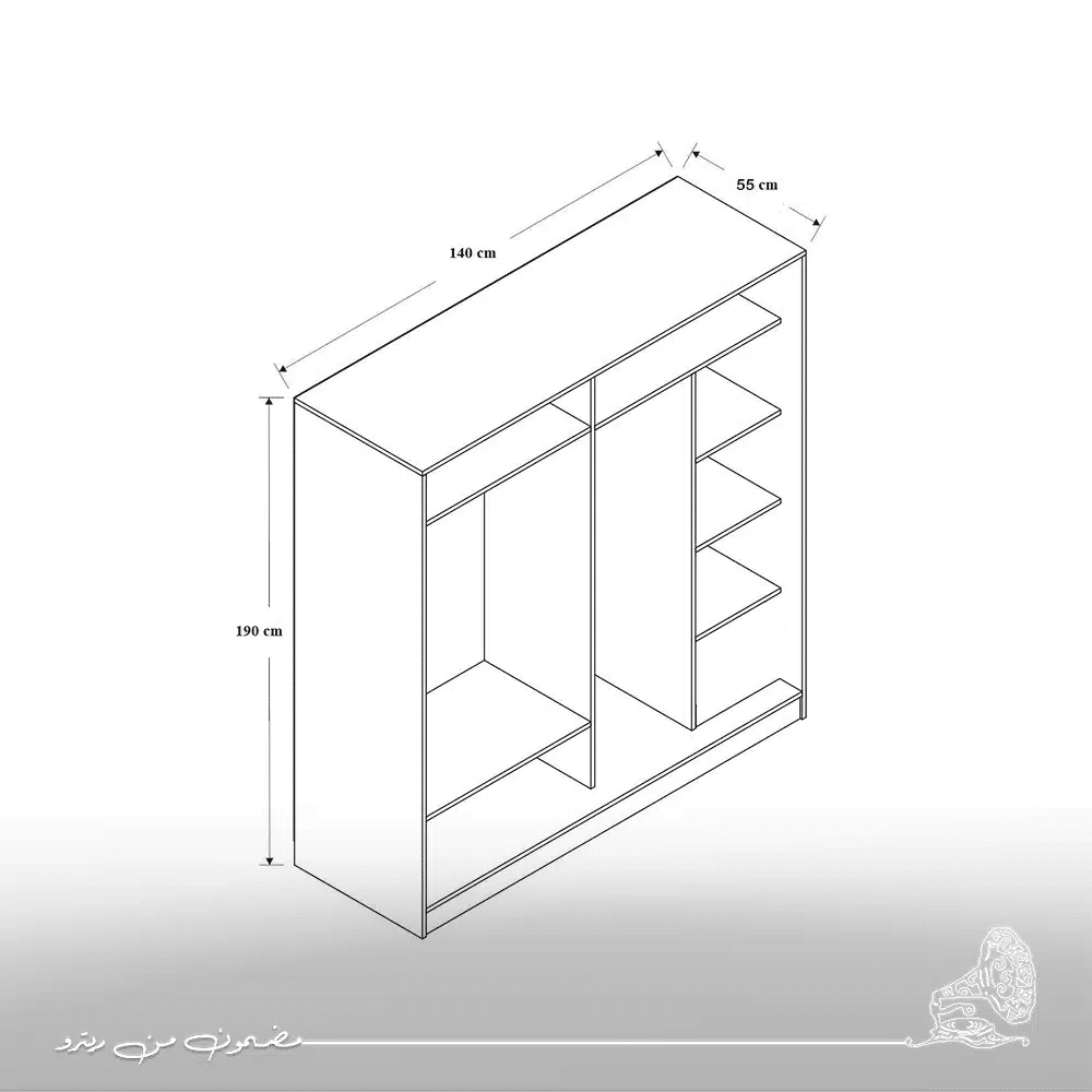 Wardrobe 140x190cm - Grey x White RAF-D32