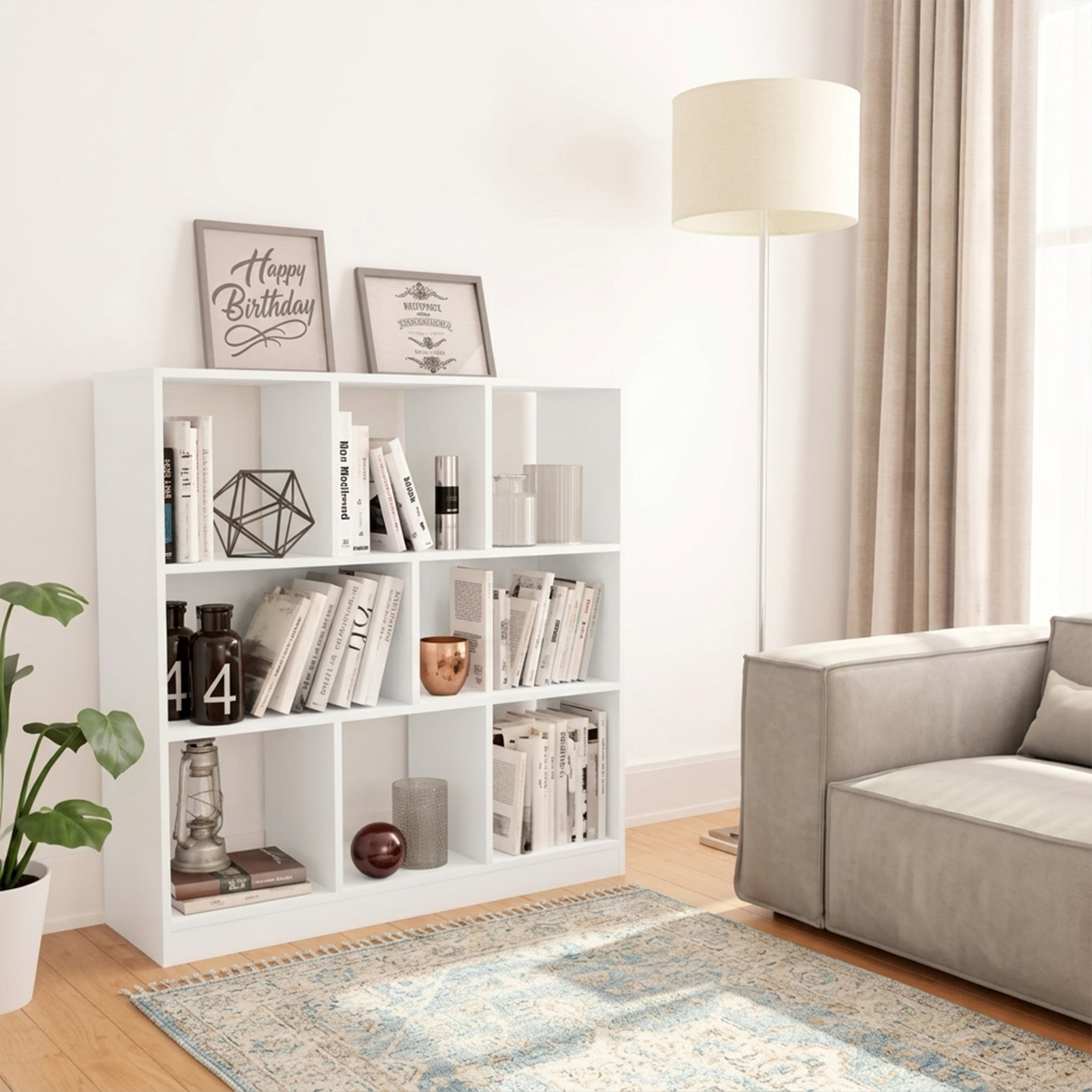 Modern Bookcase 120x120cm - White RA-mk106