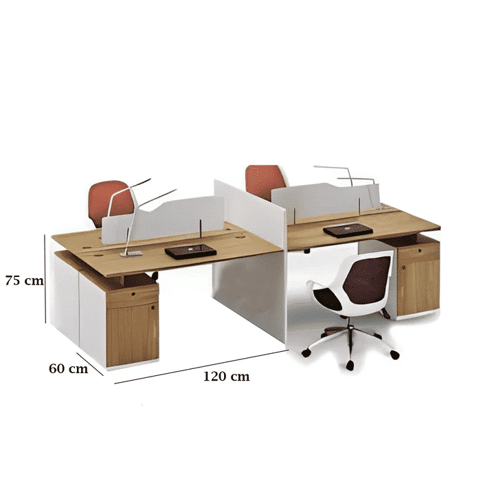 خلية عمل رباعي 240سم–خشبي×أبيض RA-W10