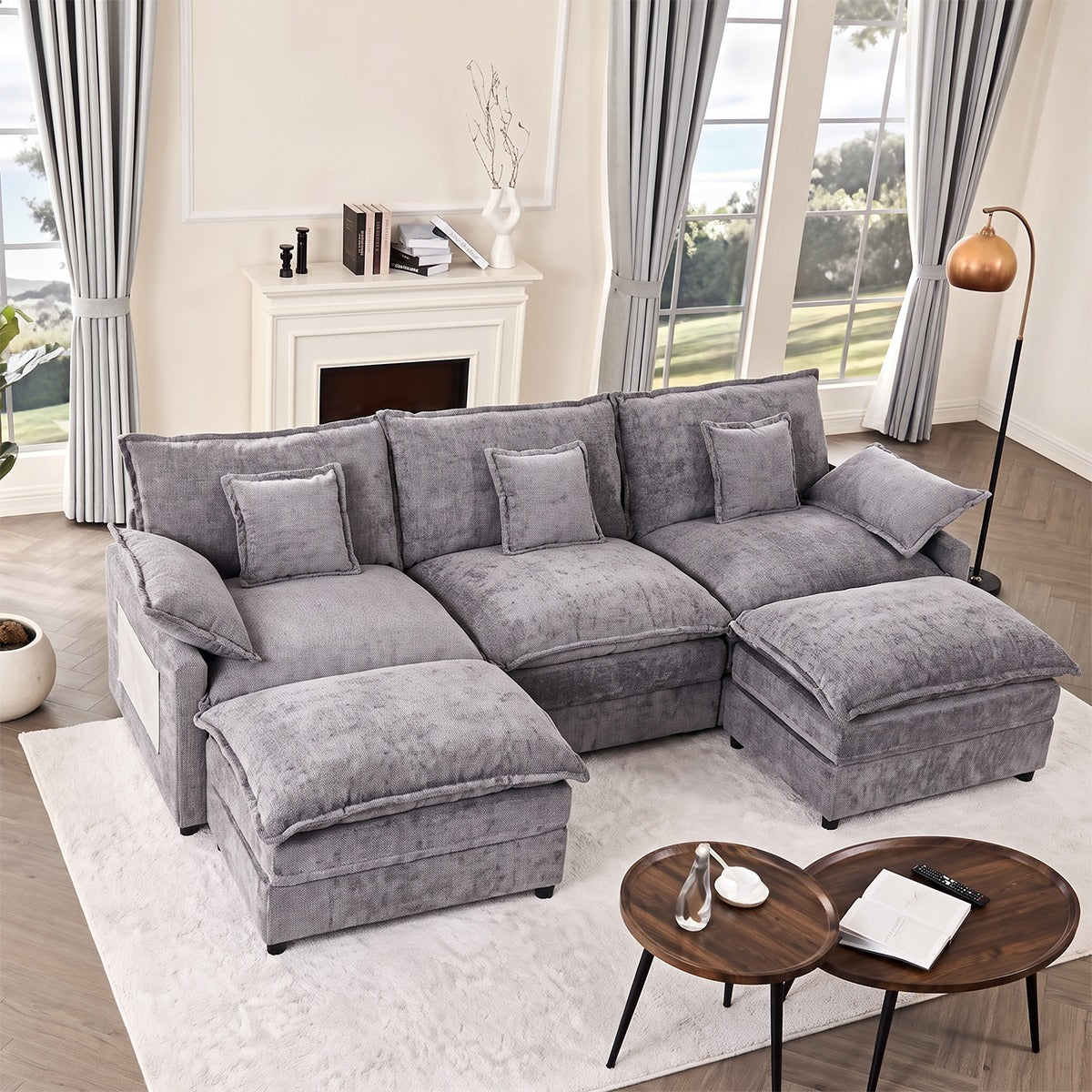 Modern L-Shaped Sectional Sofa - 270x150 cm - Grey - RA-Sf340