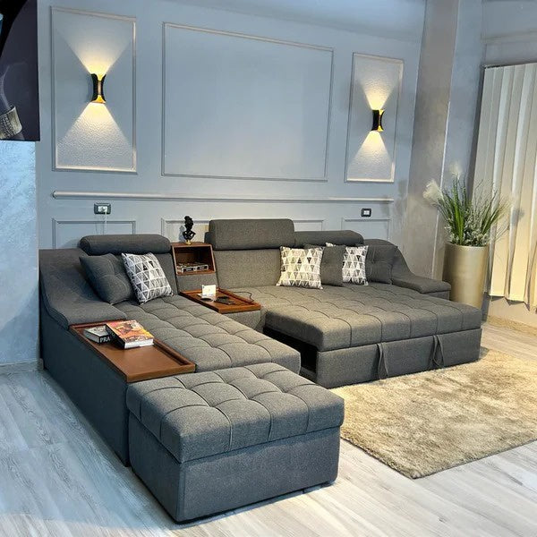 ركنة سرير سحارة مع بوف 340×200سم-رمادي RA-SF99