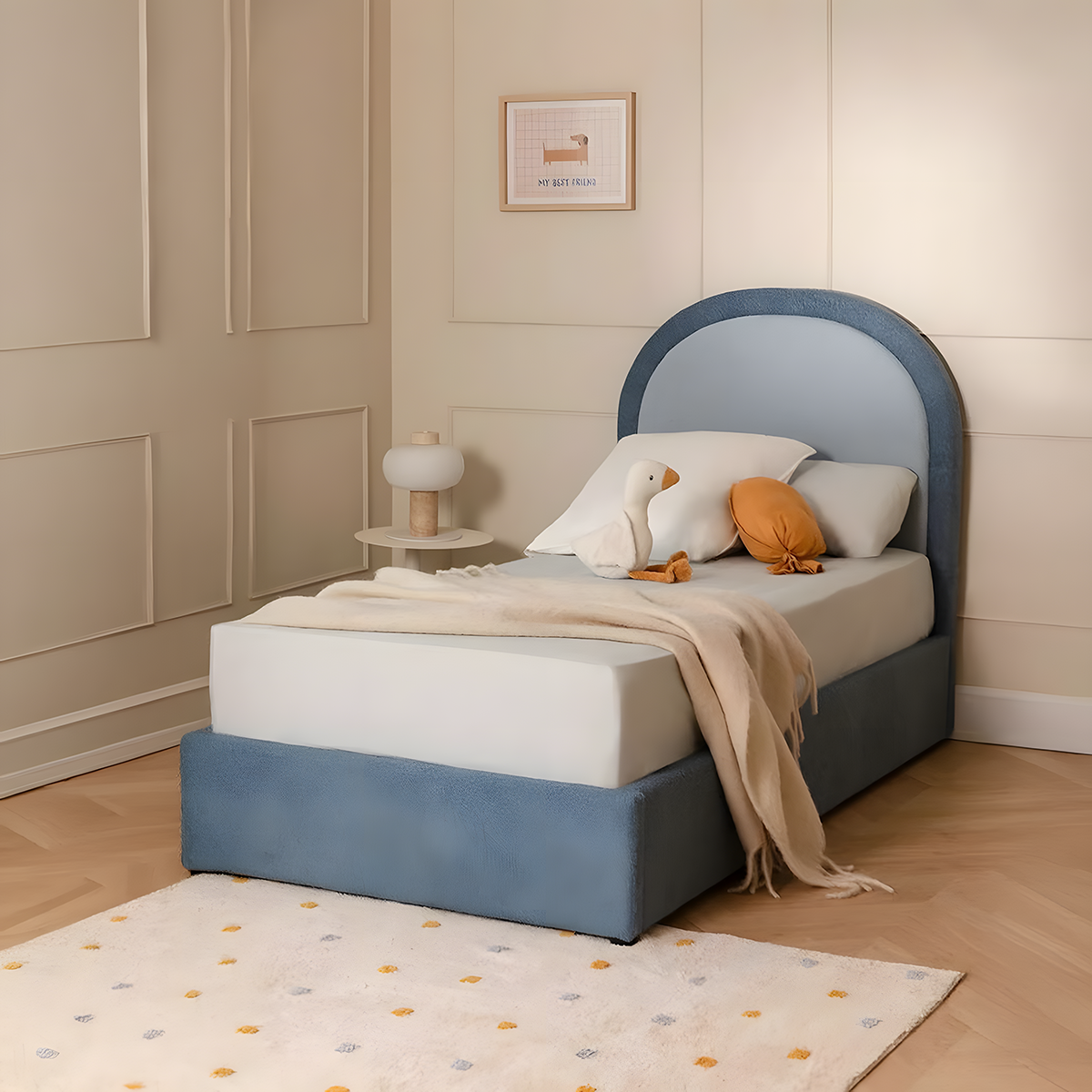 Modern bed 100x200cm - Light blue RA-BD167