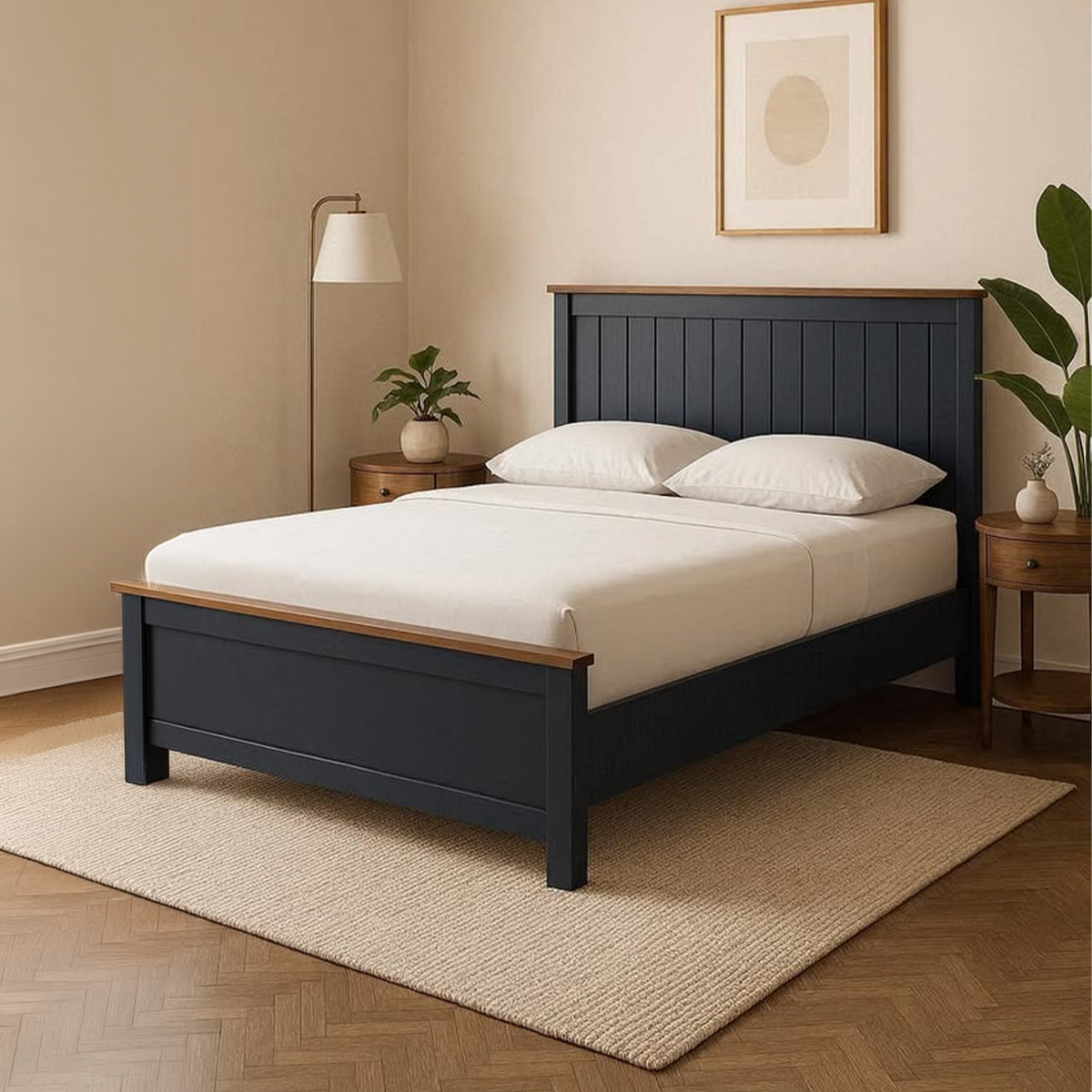 Modern bed 120x200cm - Navy blue RA-BD178