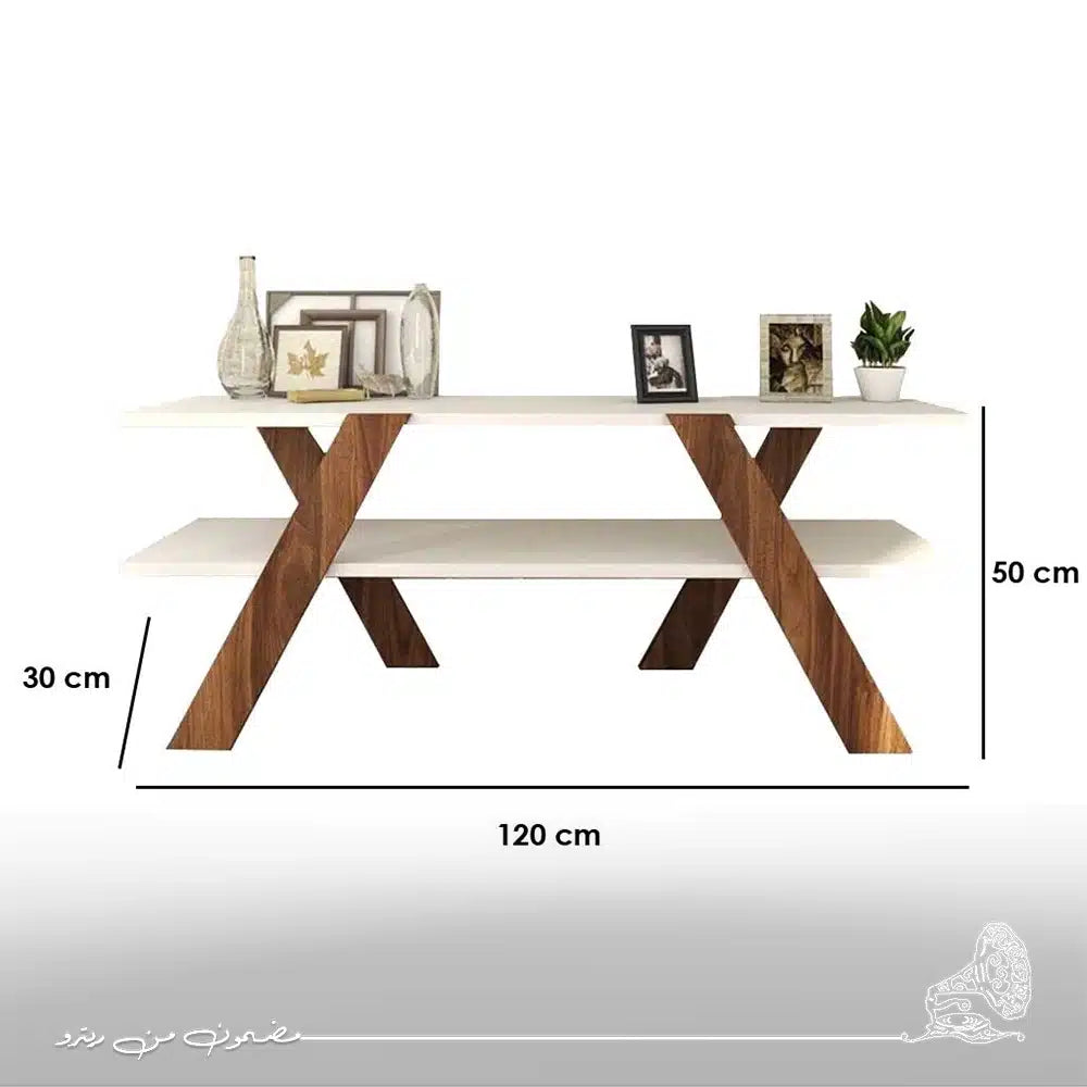ترابيزة تلفزيون 120×30سم– بني×أبيض RA-U34