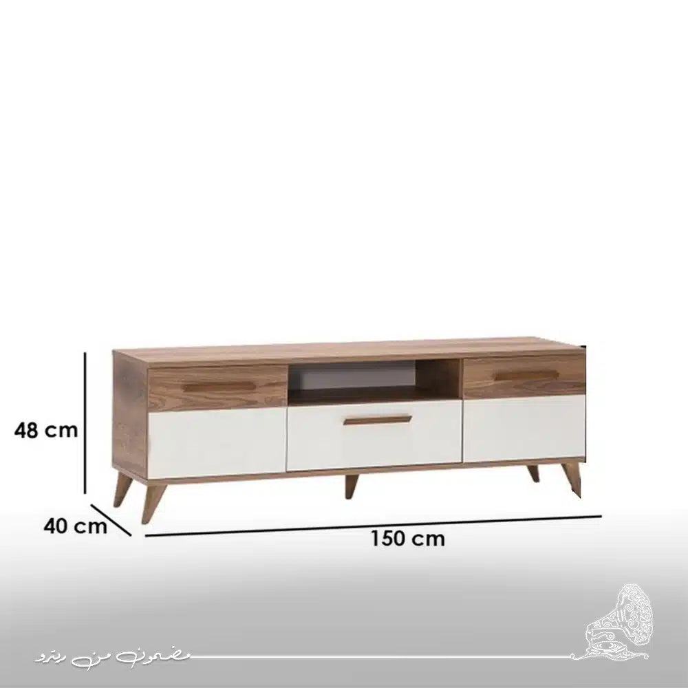 ترابيزة تلفزيون 150×40سم - أبيض×خشبي RA014