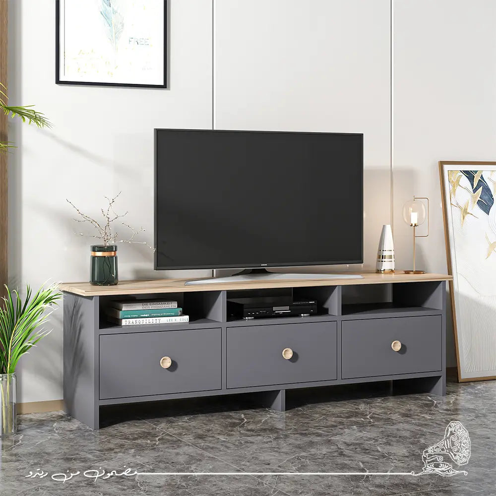 ترابيزة تلفزيون 150×36سم - رمادي×بيج RA-U02
