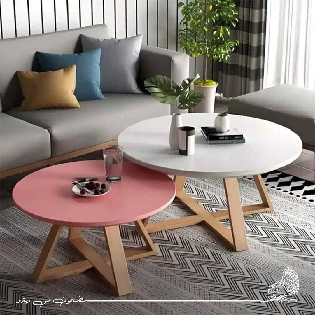 ترابيزة قهوة 45×60سم-ابيض×زهري RA-T87