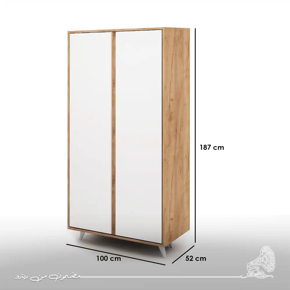 دولاب ملابس 100×187سم-أبيض×بيج RA-D19