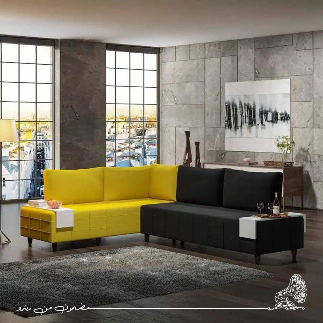ركنة سرير 250×180 سم - أسود×أصفر RA-SF22