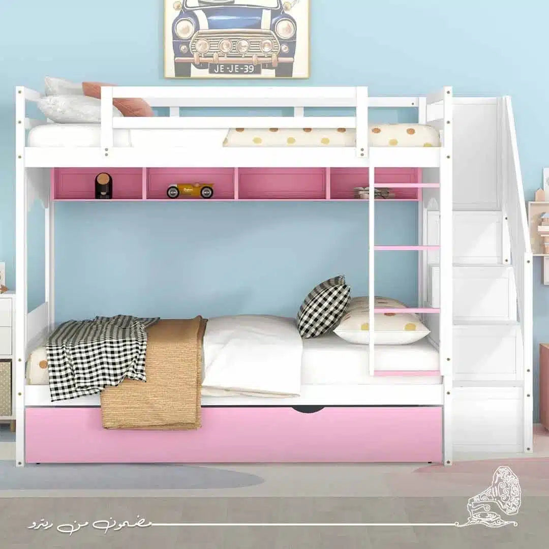 سرير دورين أطفال 138 سم – أبيض×زهري RA-BD34