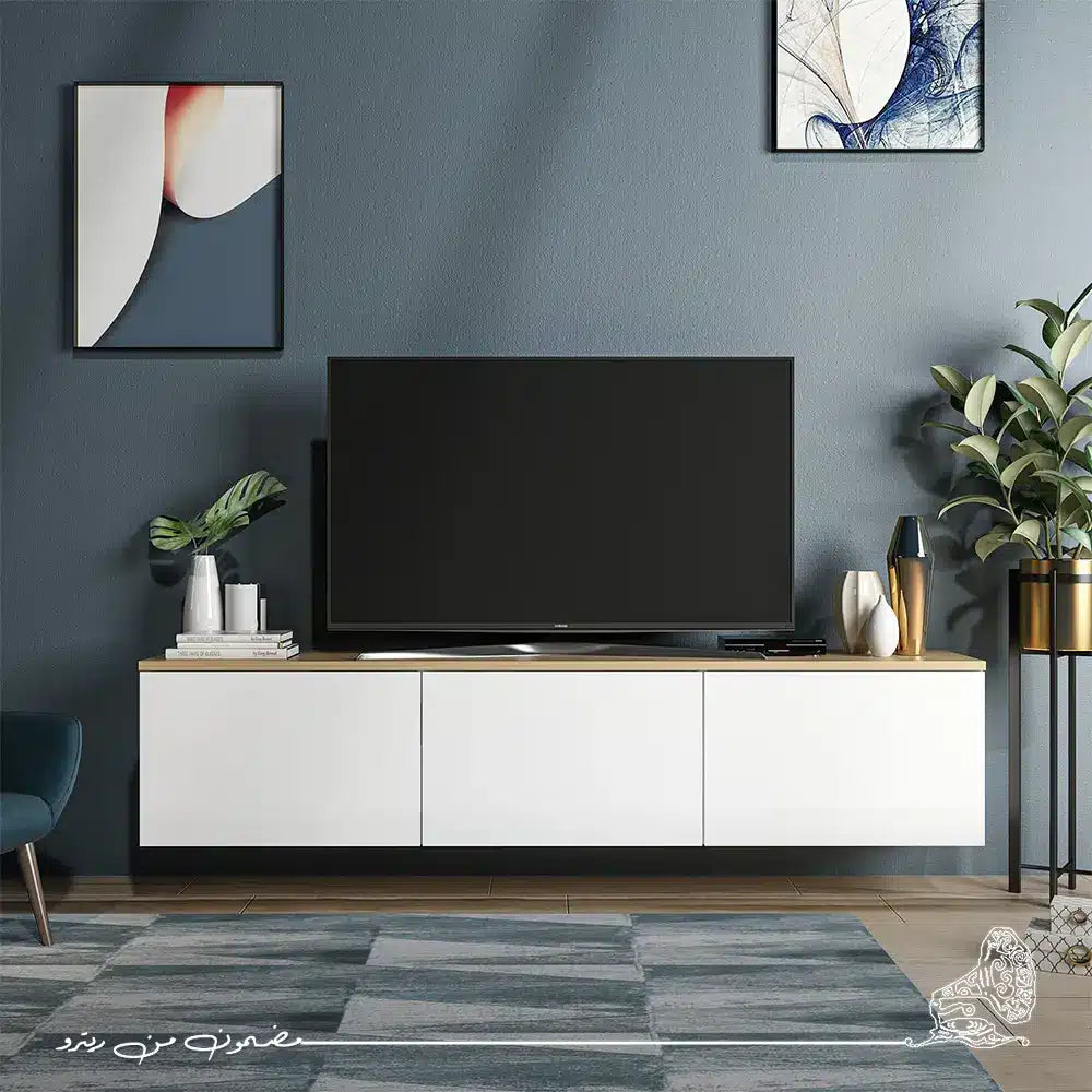 وحدة تلفزيون 160×32سم- أبيض×خشبي RA-U01