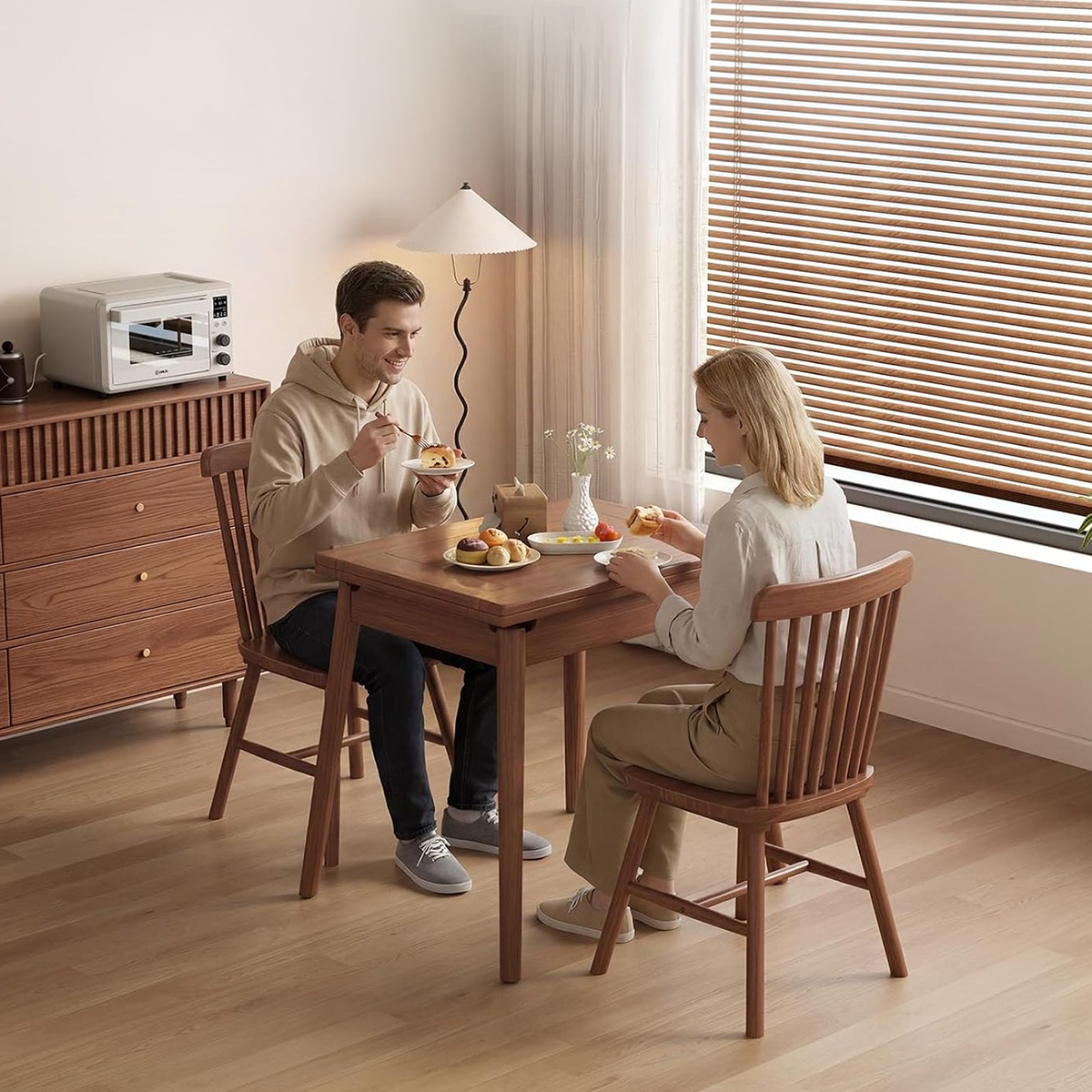 Modern Dining Table + 2 Chairs - Brown RA-Dr76
