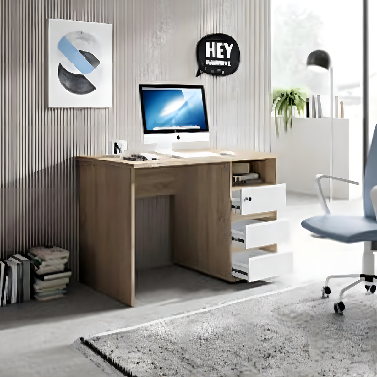 Modern desk 120x40cm - Wood x White RA-F116
