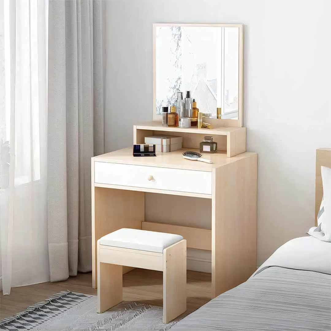 Modern Dressing Table 90x40cm – White x Wood RA-H29
