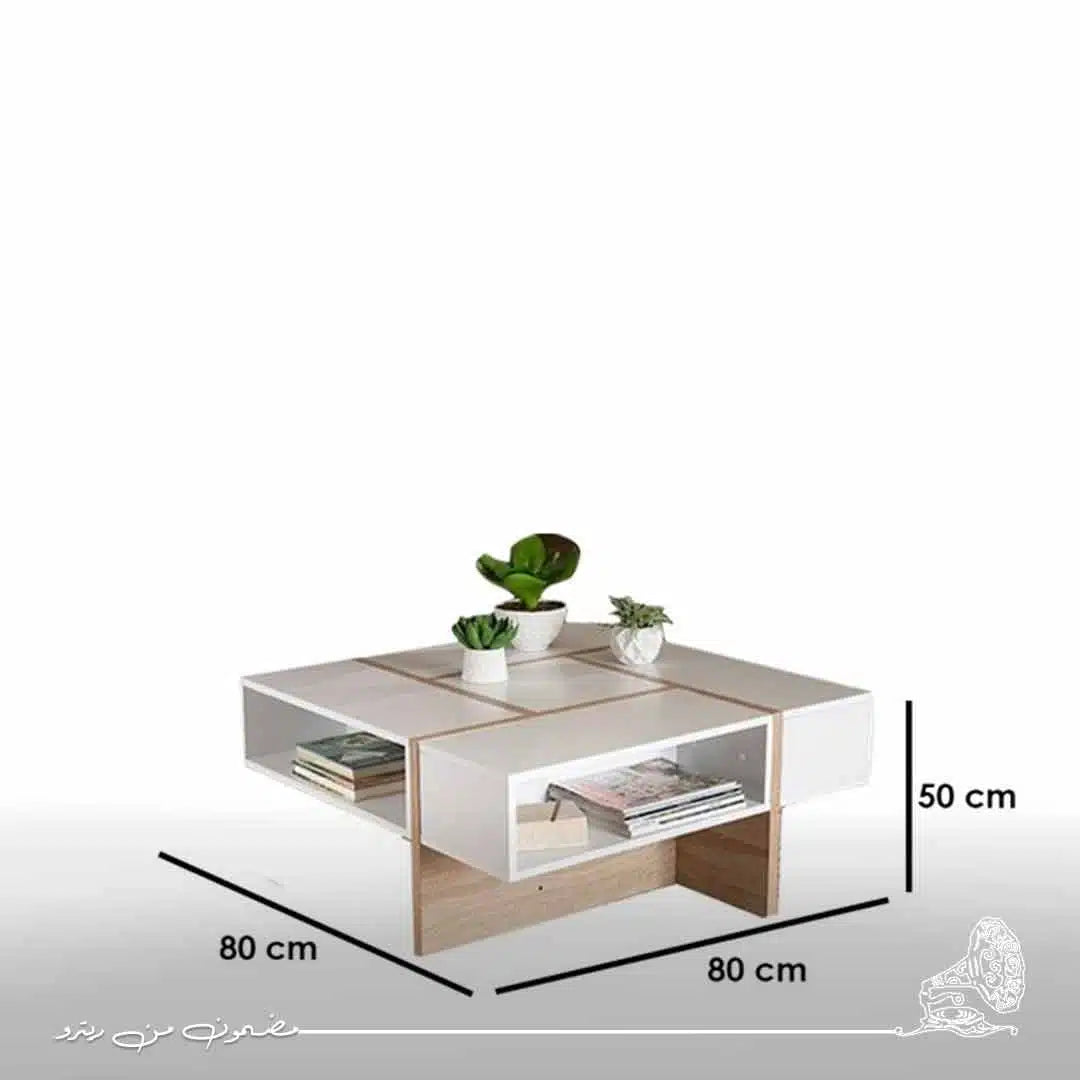 ترابيزة قهوة 80×50سم- أبيض×خشبي RA-2B