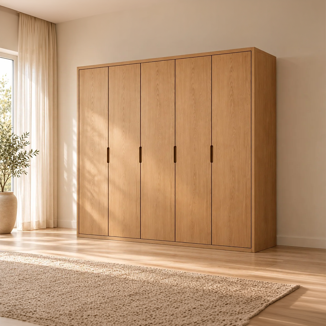 Modern 5-piece bedroom set – wood × beige – RA-MR58