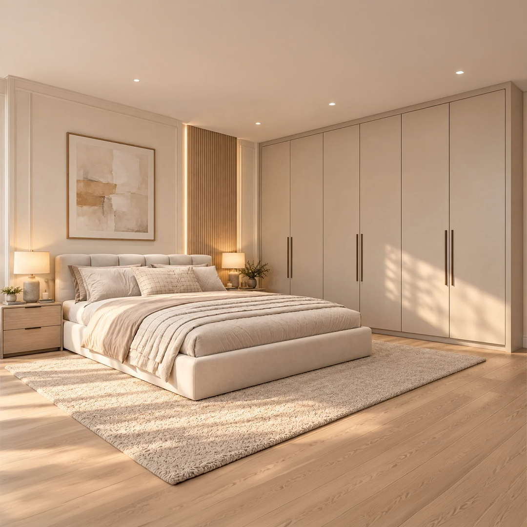 Modern 4-Piece Bedroom Set – Off-White × Beige – RA-MR59