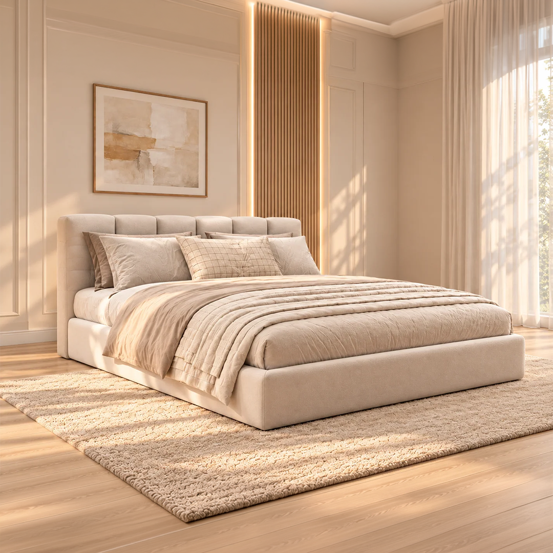 Modern 4-Piece Bedroom Set – Off-White × Beige – RA-MR59