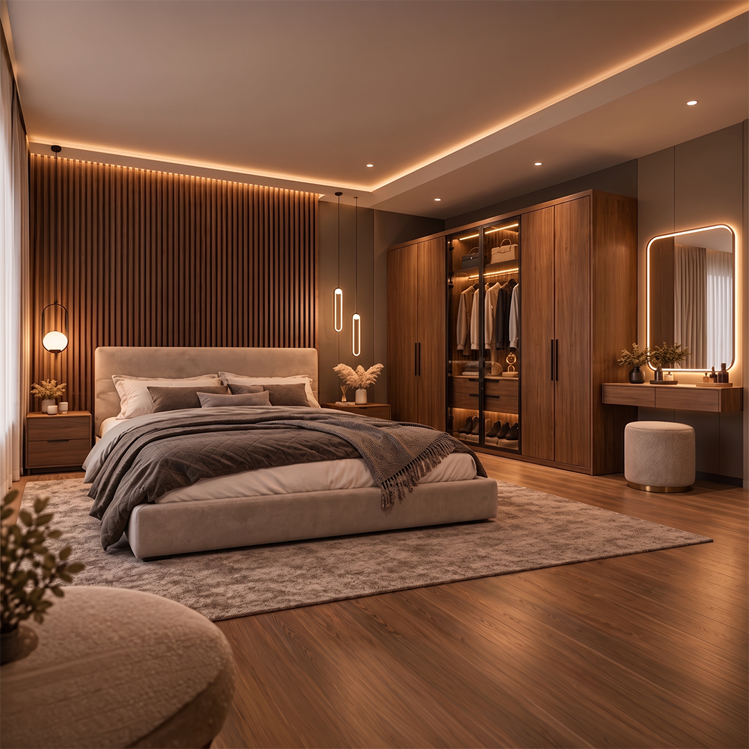 Modern 5-piece bedroom set - Brown × Beige RA-MR62