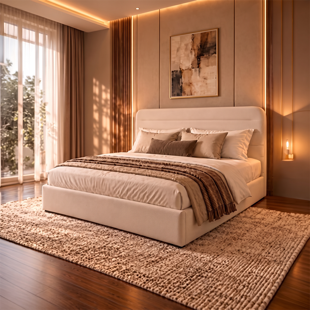 Modern 5-piece bedroom set - wood × beige  RA-MR64 