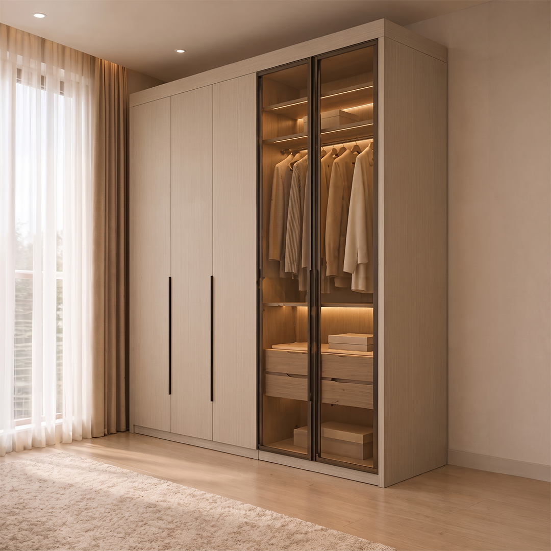 Modern 5-Piece Bedroom Set - Wood × Beige  RA-MR66