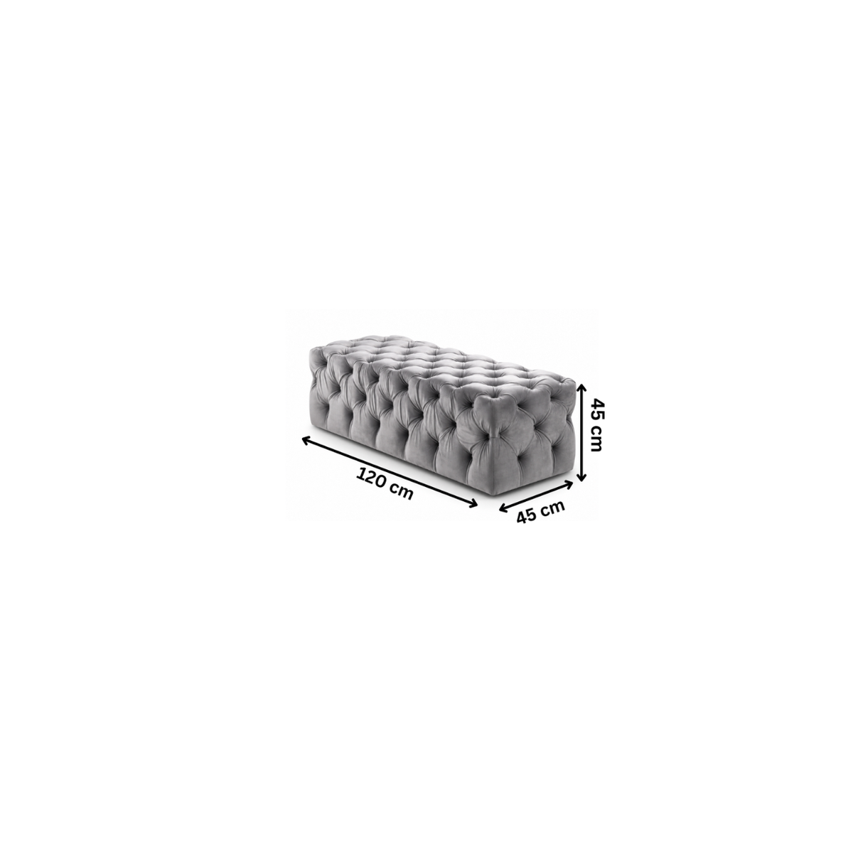 Quilted bench 45x120cm - Grey RA-BC01