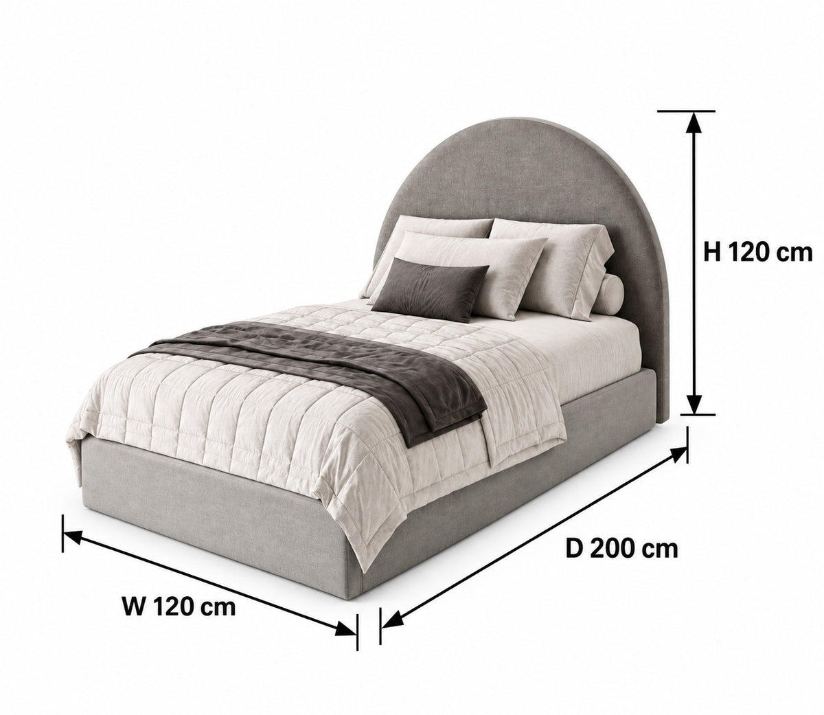 Two modern beds 120cm - Grey RA-BD106