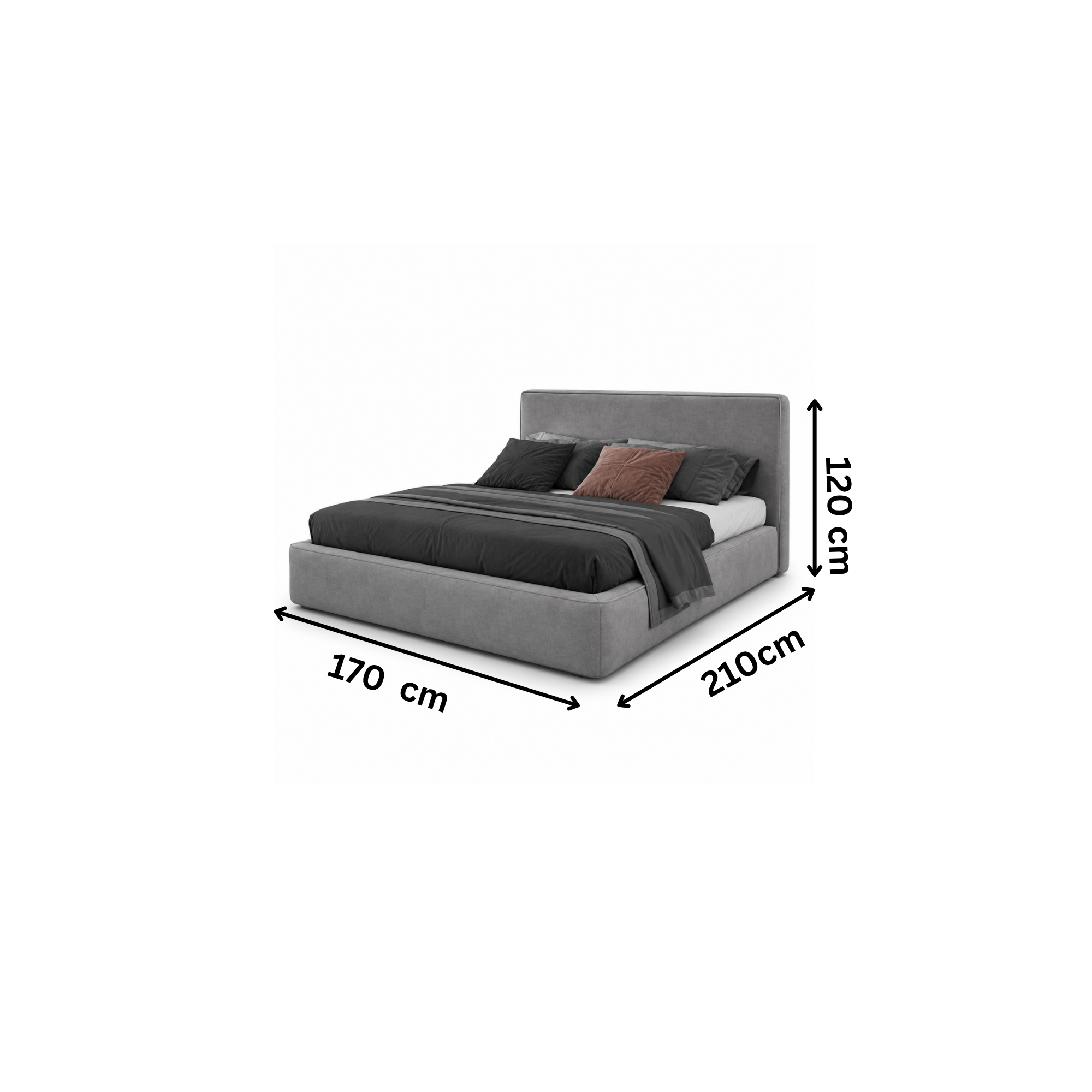 سرير مودرن 170×210سم-رمادي RA-BD109