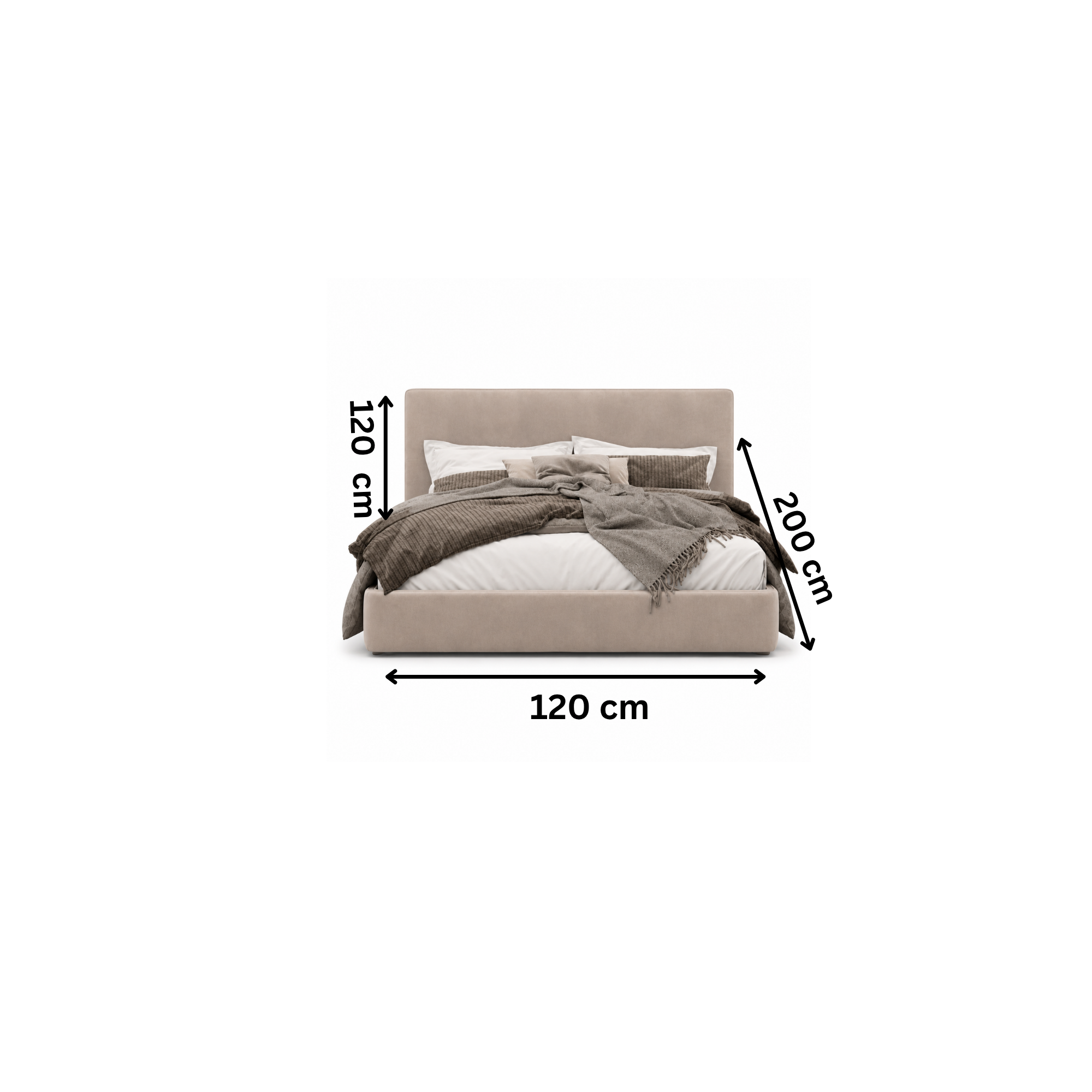 Modern bed 120x200cm - Beige RA-BD112