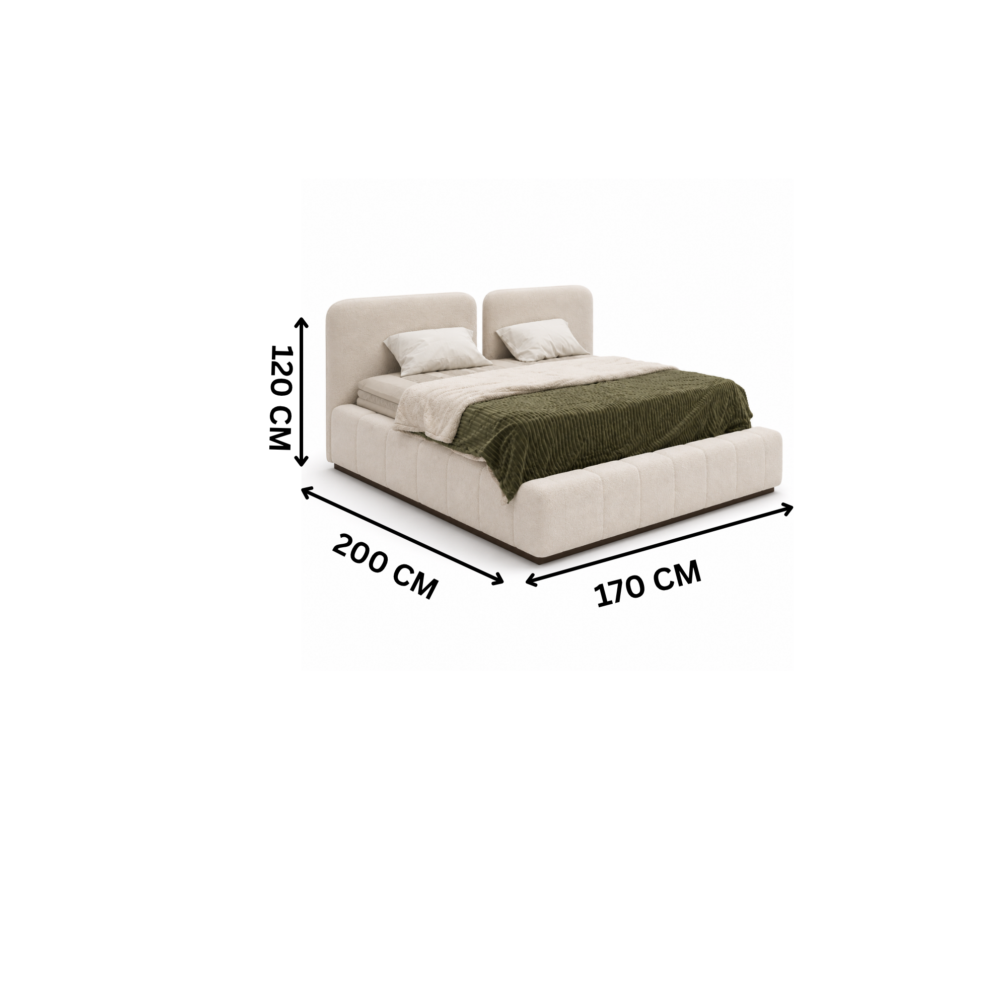 Modern bed 170x200cm - Brown x Off-white RA-BD116