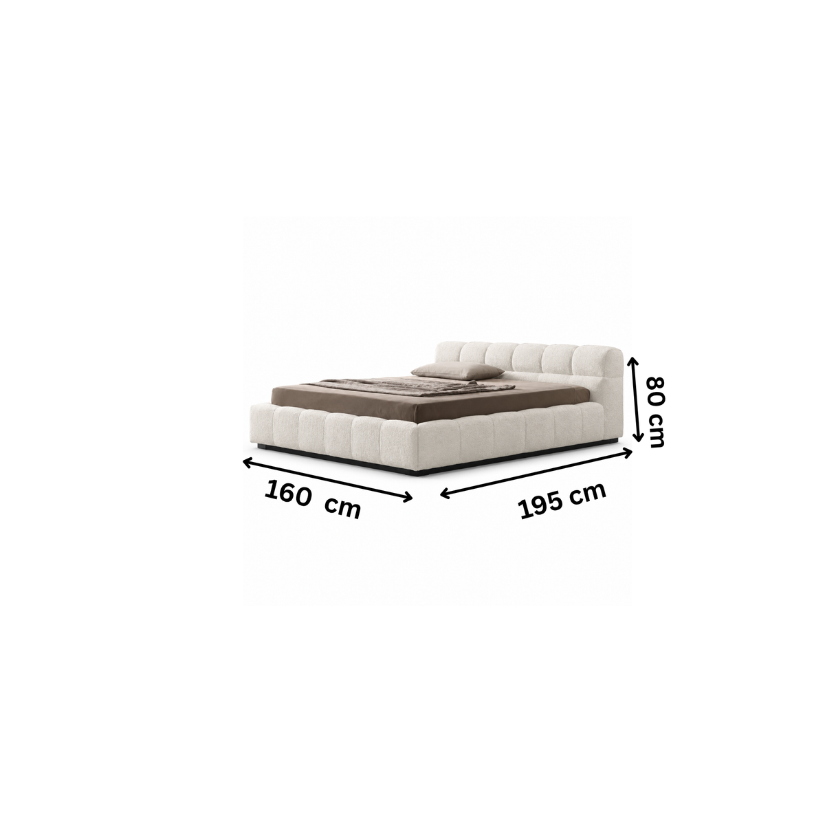 Modern bed 160x195cm - Beige RA-BD134