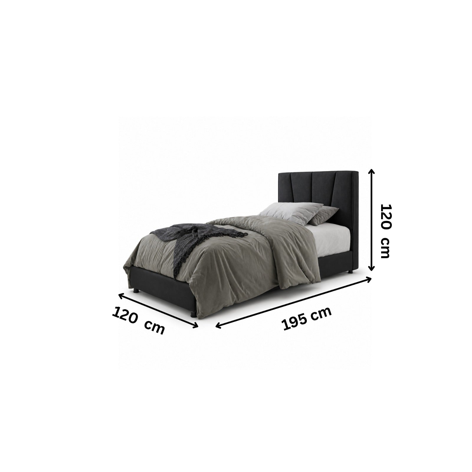 Modern bed 120x195cm - Gray RA-BD76