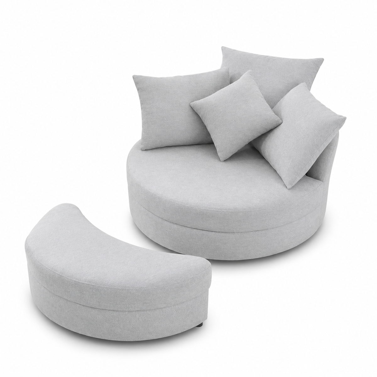 Natural wood chair and pouf set 100x75 cm RA-BF04
