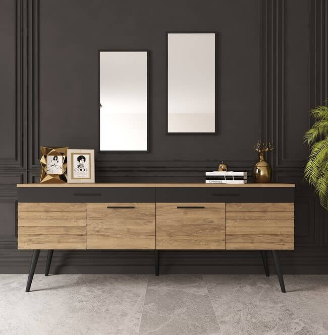 Modern Buffet 200x45cm - Wood x Black RA-BUF08