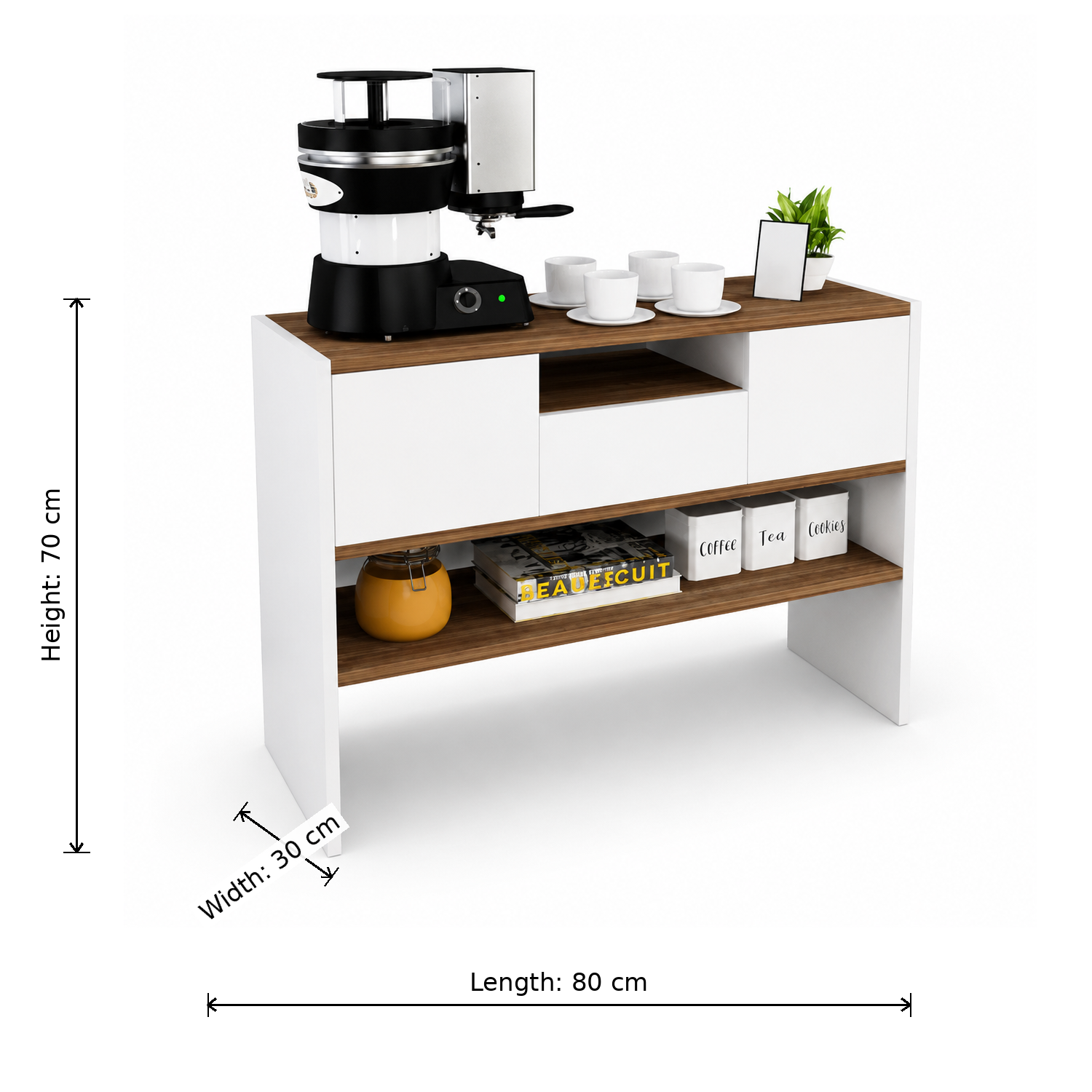 Coffee Corner 80x30cm - White x Wood RA-CF28