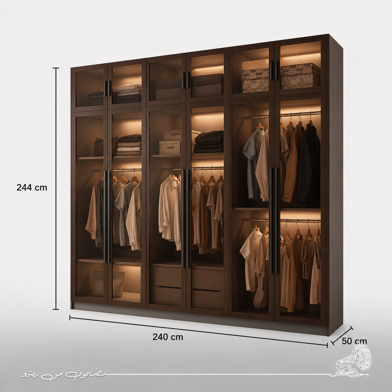 دريسنج ضلف زجاج 240×244سم -رمادي RA-D113