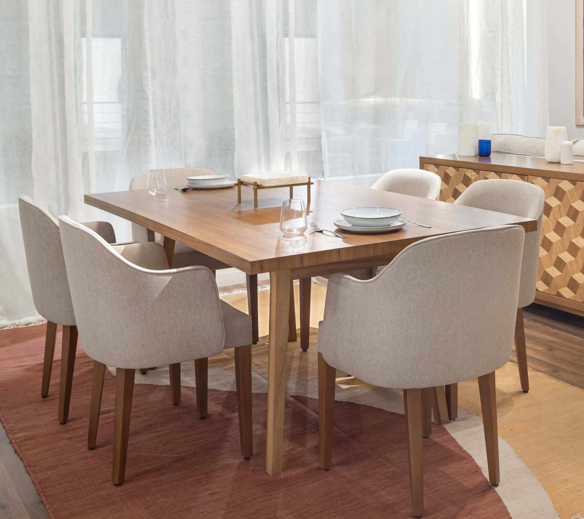 Dining table + 6 chairs - Beige RA-DR18