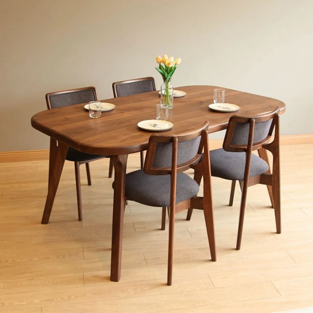 Modern dining table + 4 chairs - brown x gray RA-DR49