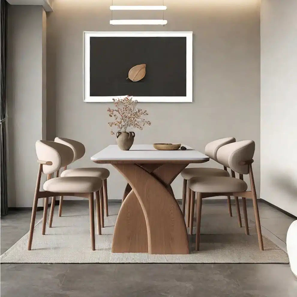 Dining table + 4 chairs - Beige x Wood RA-DR56
