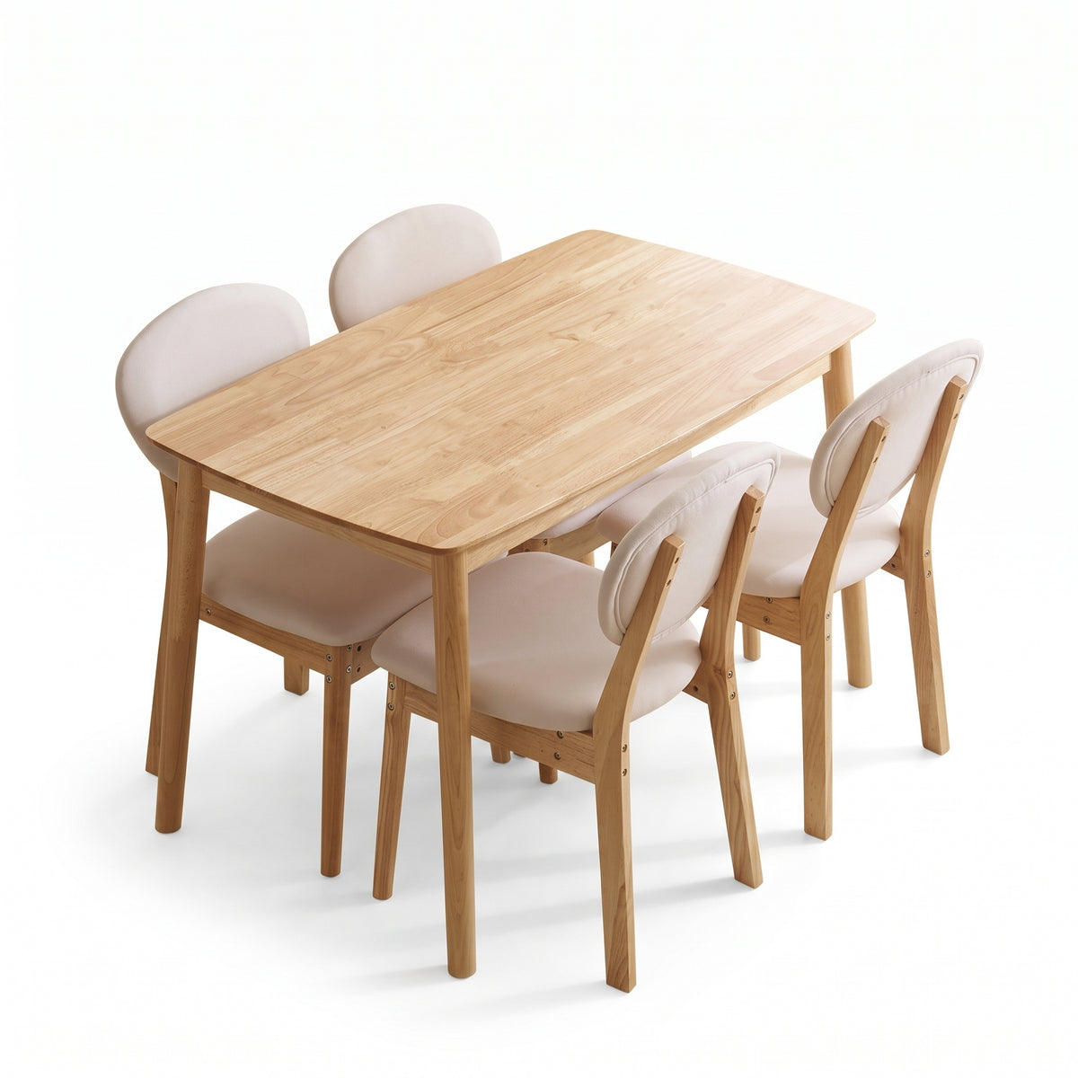Modern dining table + 4 chairs - beige x white RA-Dr82