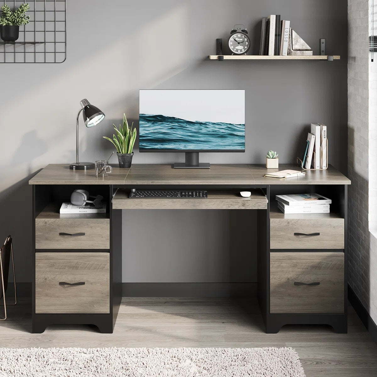 مكتب مودرن 140×40سم-خشبي× أسود  RA-F121