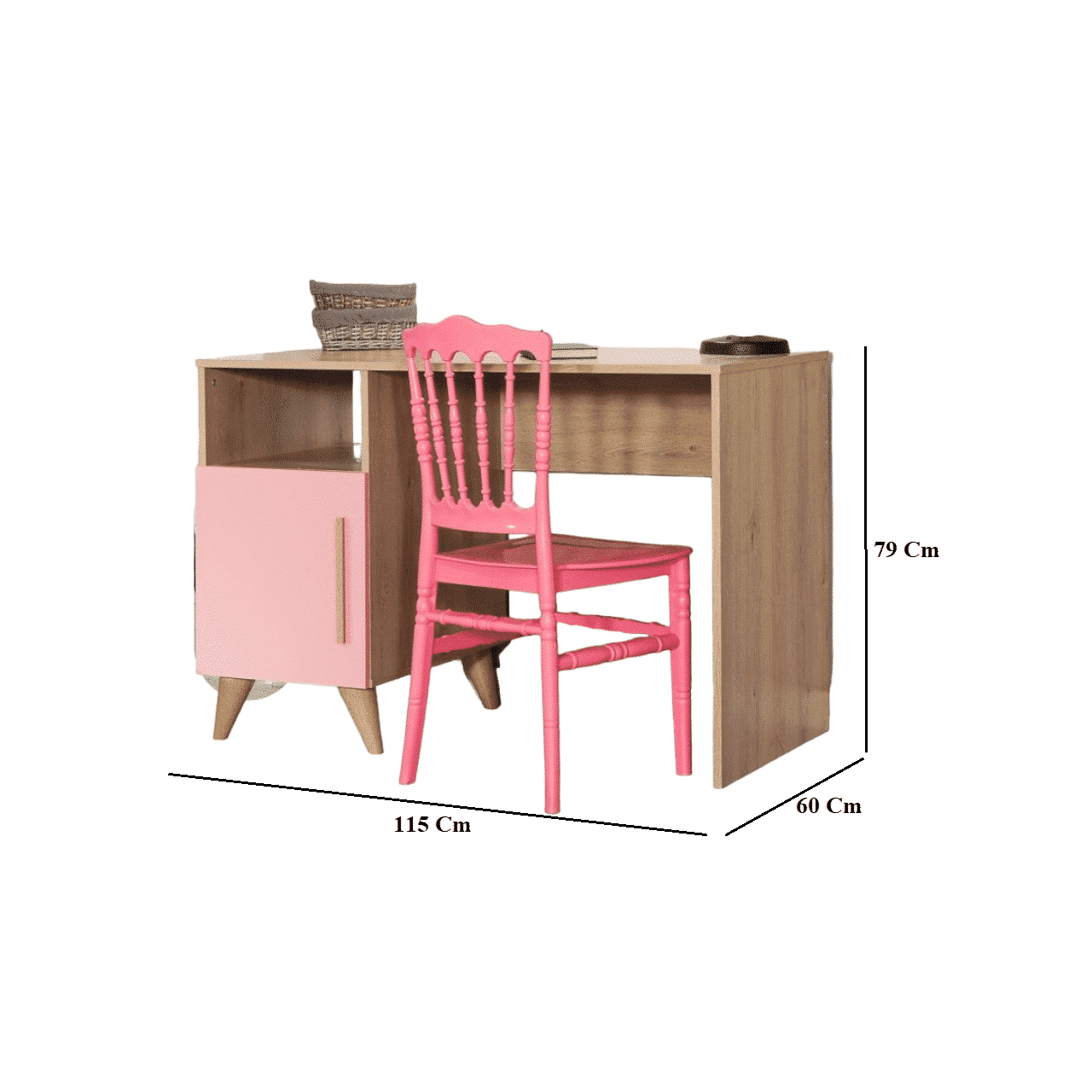 Modern desk 115×60cm - Wood × Pink RA-F18