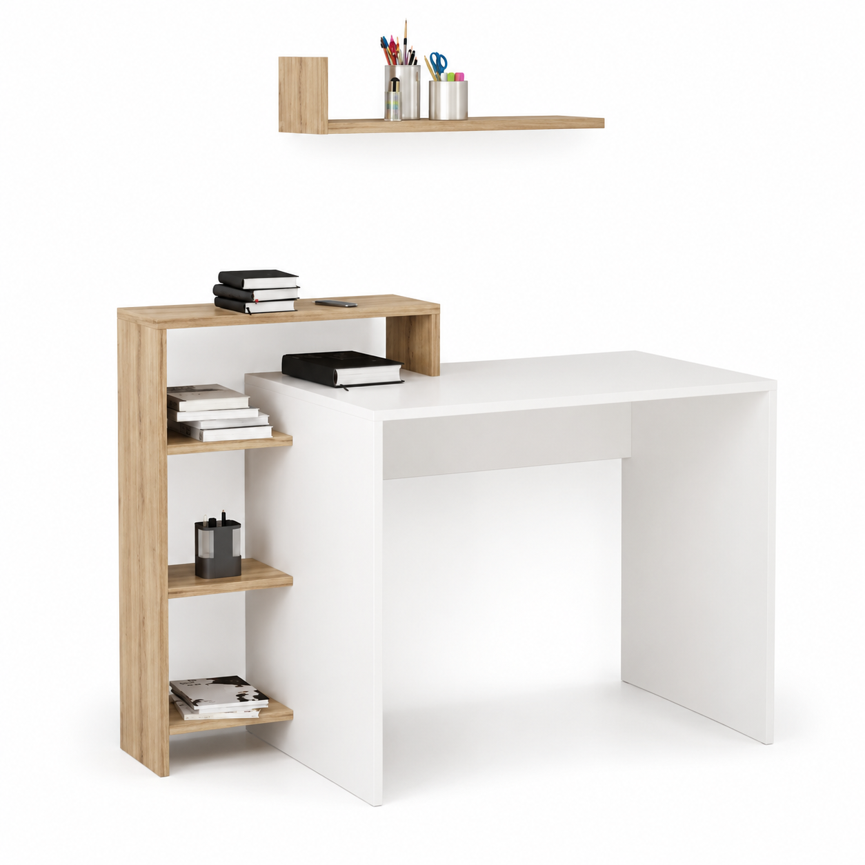 مكتب مودرن 120×50سم-ابيض×خشبي RA-F30