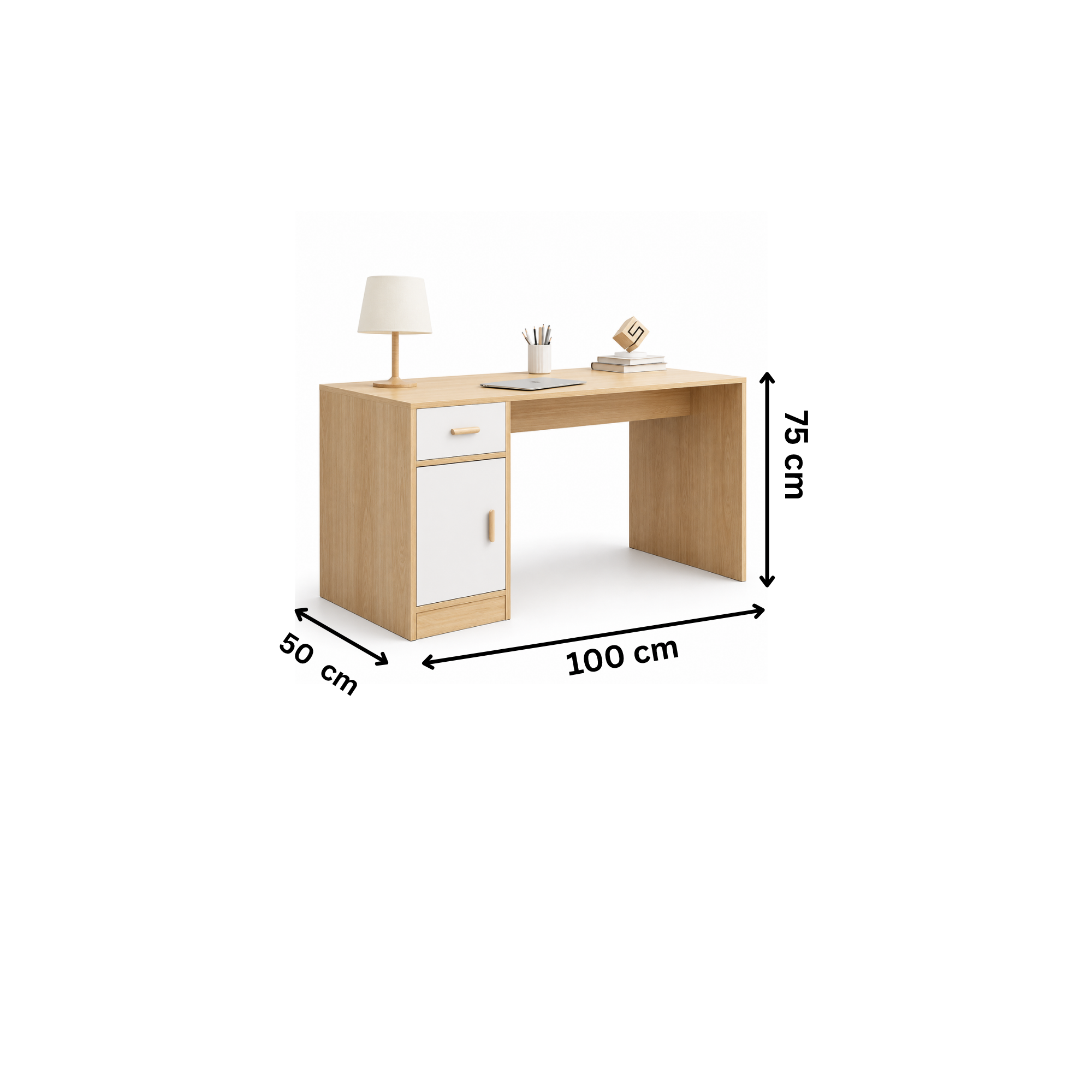 مكتب مودرن 100×50سم-ابيض×بيج RA-F34