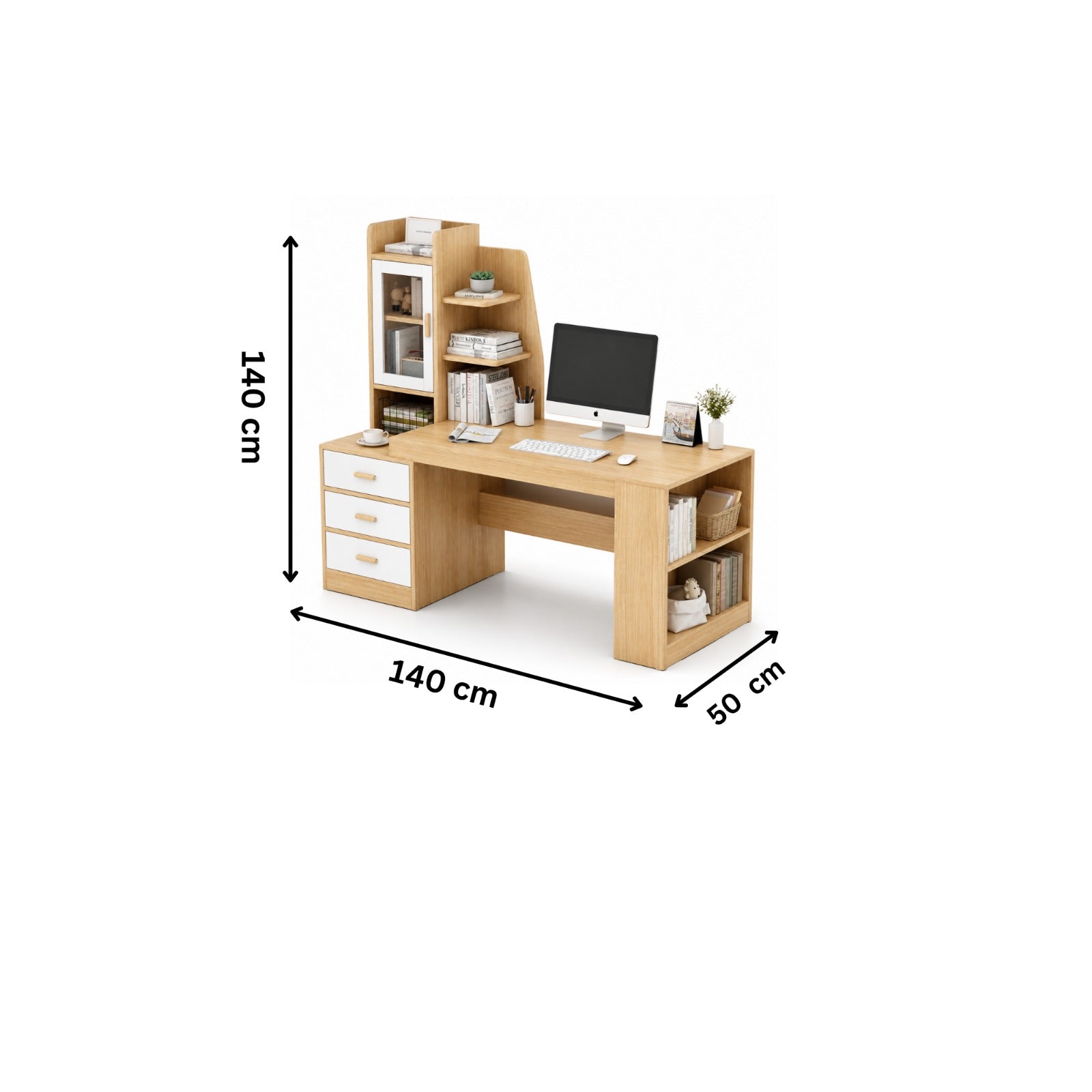 مكتب عمل 140×50سم-بيج×ابيض RA-F35