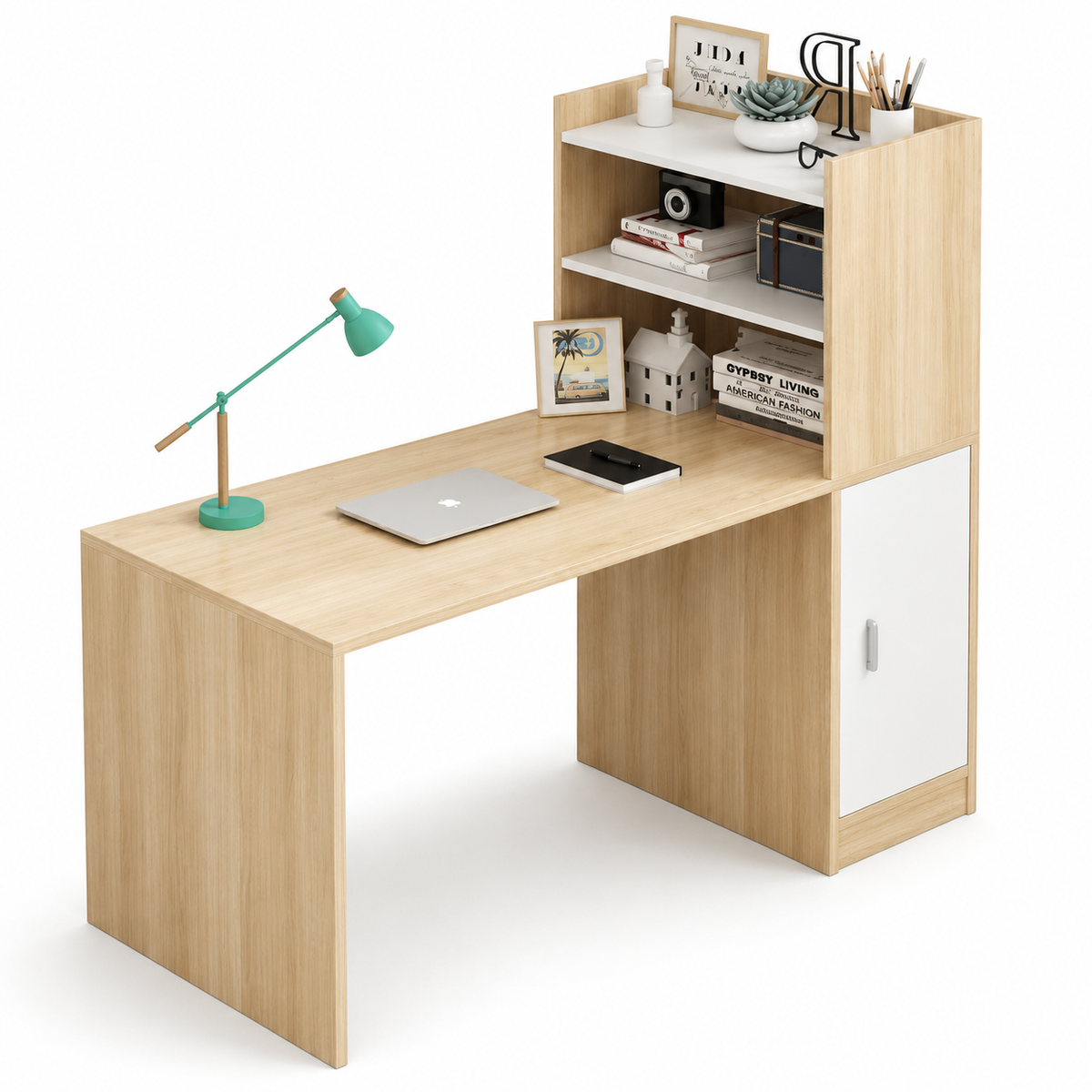 Modern desk + shelving unit 100x55cm - Wood  RA-F39