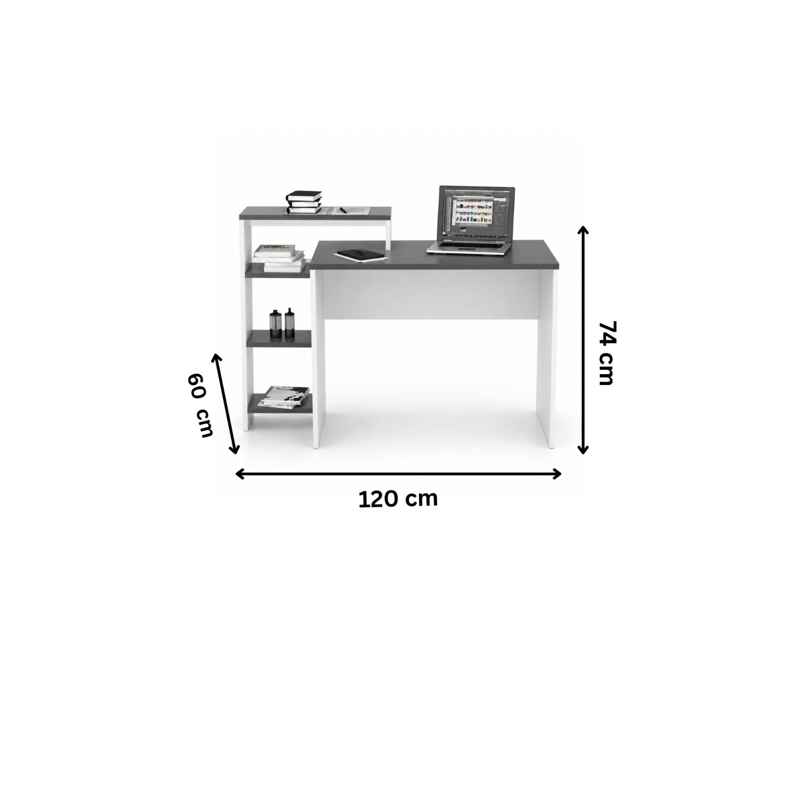 Modern desk 120x60cm - White x Gray RA-F40