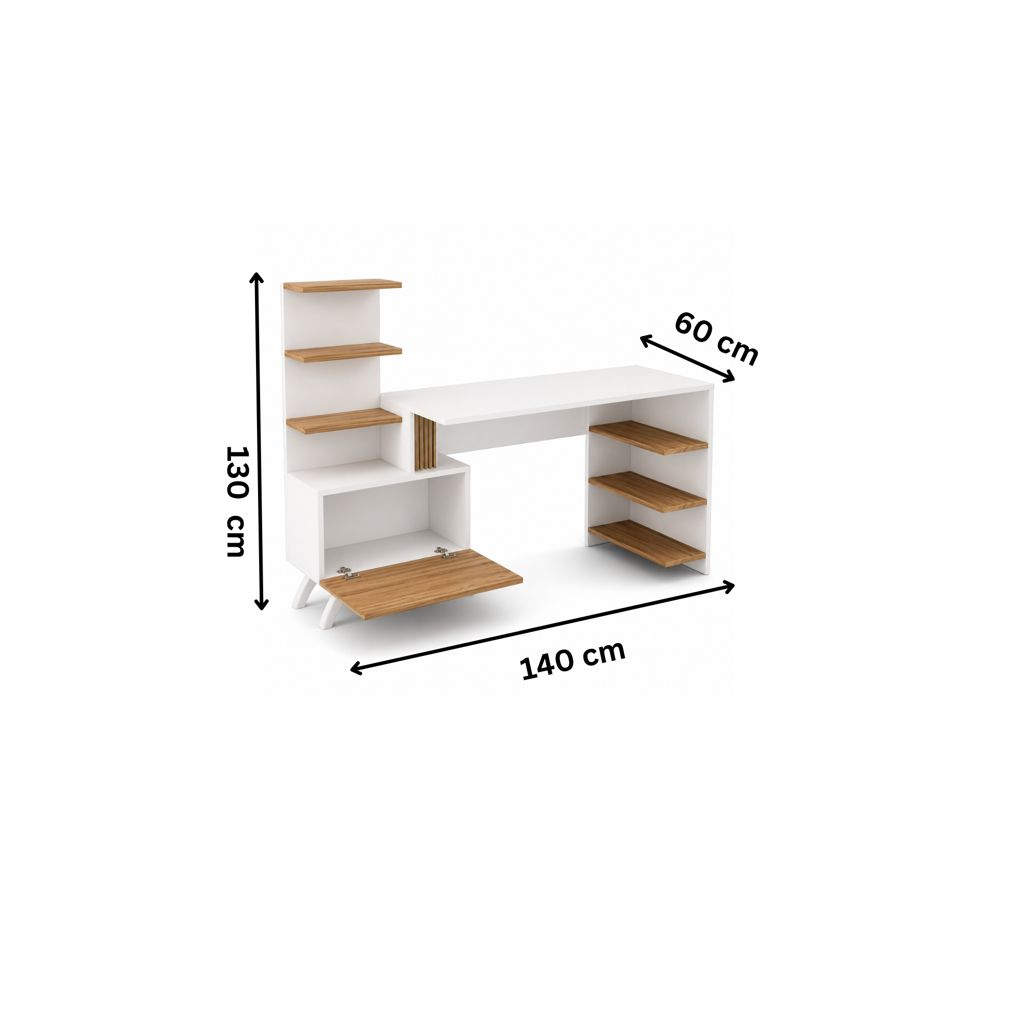 مكتب مودرن 140×60سم-ابيض×خشبي RA-F44