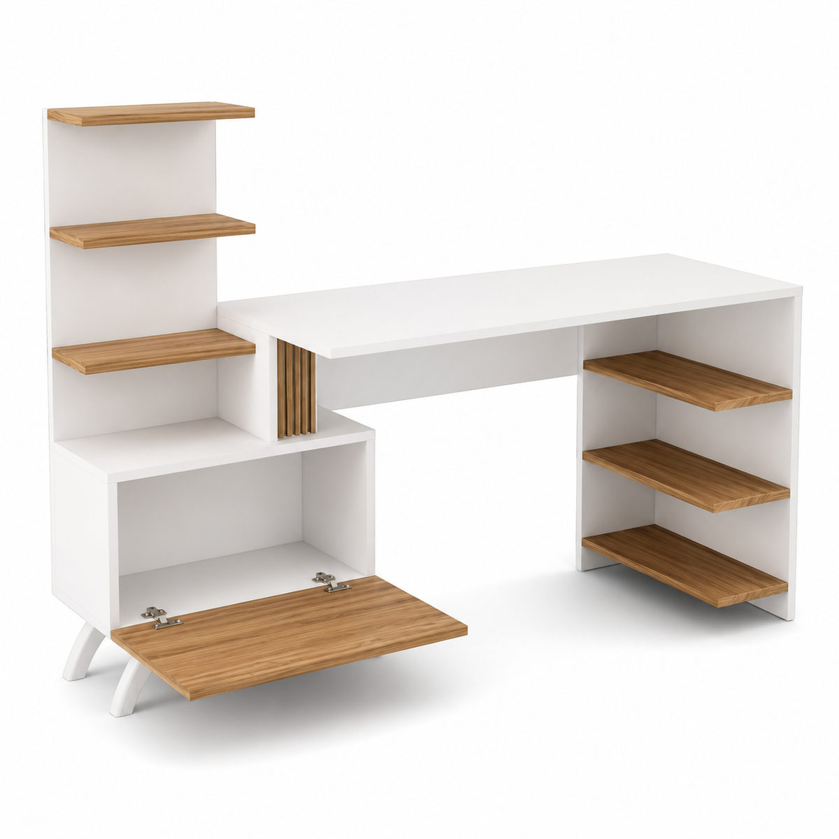 مكتب مودرن 140×55سم-ابيض×خشبي RA-F44