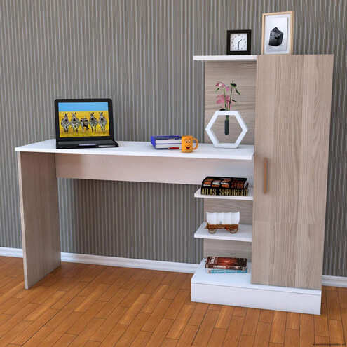 Modern desk 140x50cm - White x Wood RA-F54